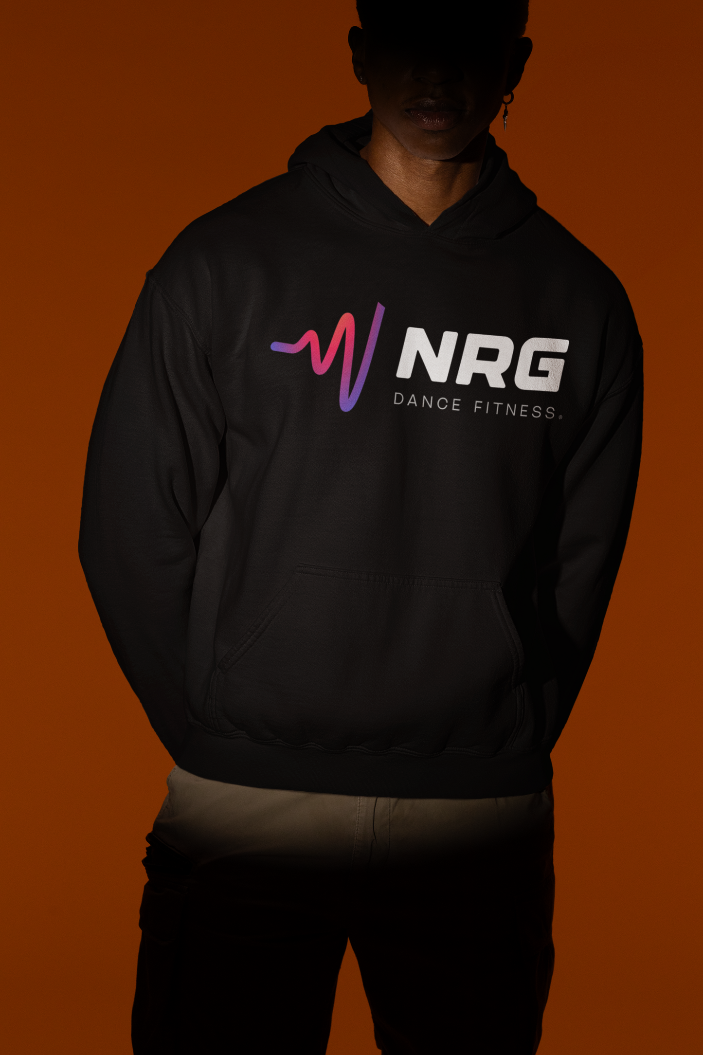 NRG Sweatshirt Hoodie- Black with Pink/Blue Front Logo (XL)