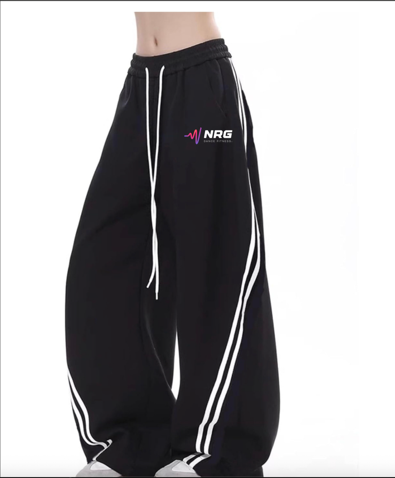 NRG Baggy Barrel Sweatpants Wide Leg Pants for Women Men Y2K Elastic Waist Drawstring Unisex with Pockets