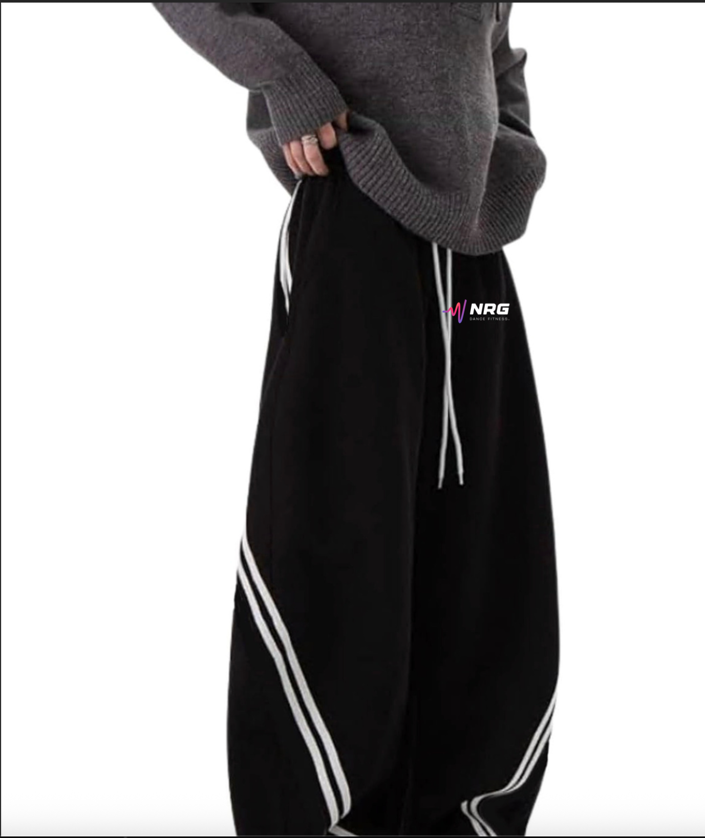 NRG Baggy Barrel Sweatpants Wide Leg Pants for Women Men Y2K Elastic Waist Drawstring Unisex with Pockets