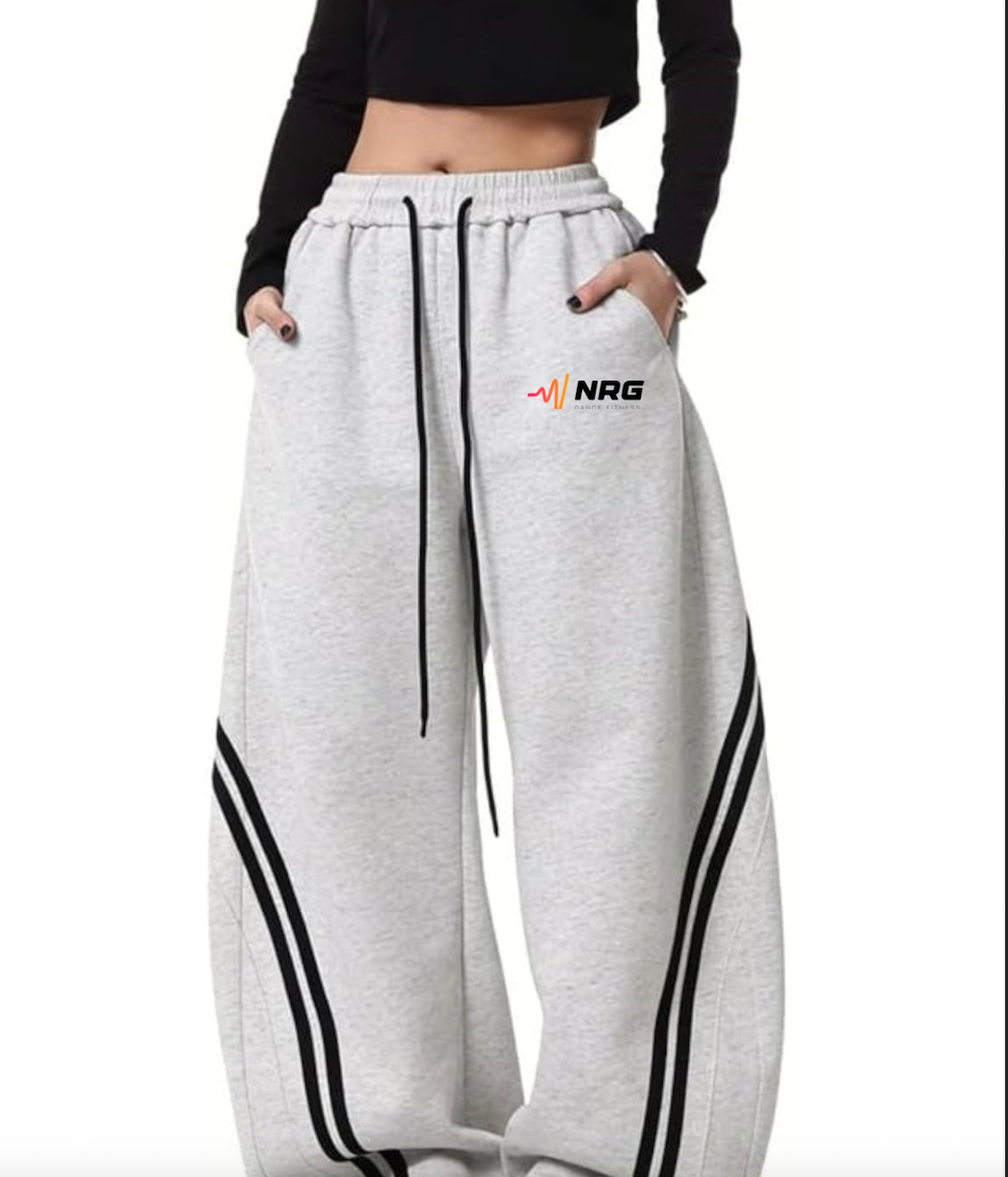 NRG Baggy Barrel Sweatpants Wide Leg Pants for Women Men Y2K Elastic Waist Drawstring Unisex with Pockets